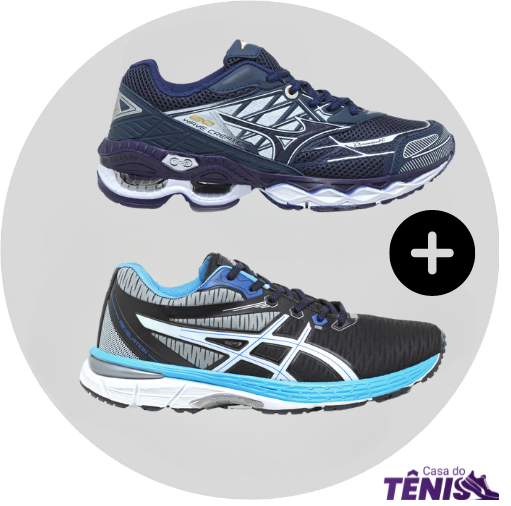 Compre 1 leve 2 Tênis Mizuno Wave 20 Pro + Asics Revelation