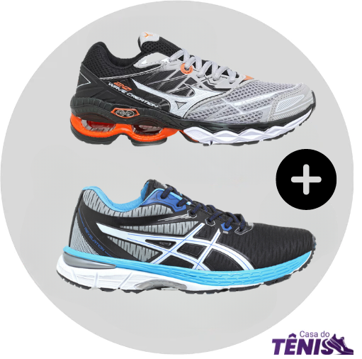 Compre 1 leve 2 Tênis Mizuno Wave 20 Pro + Asics Revelation