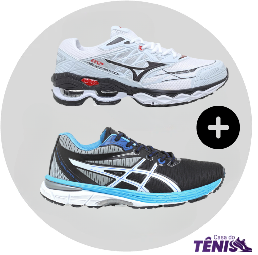 Compre 1 leve 2 Tênis Mizuno Wave 20 Pro + Asics Revelation