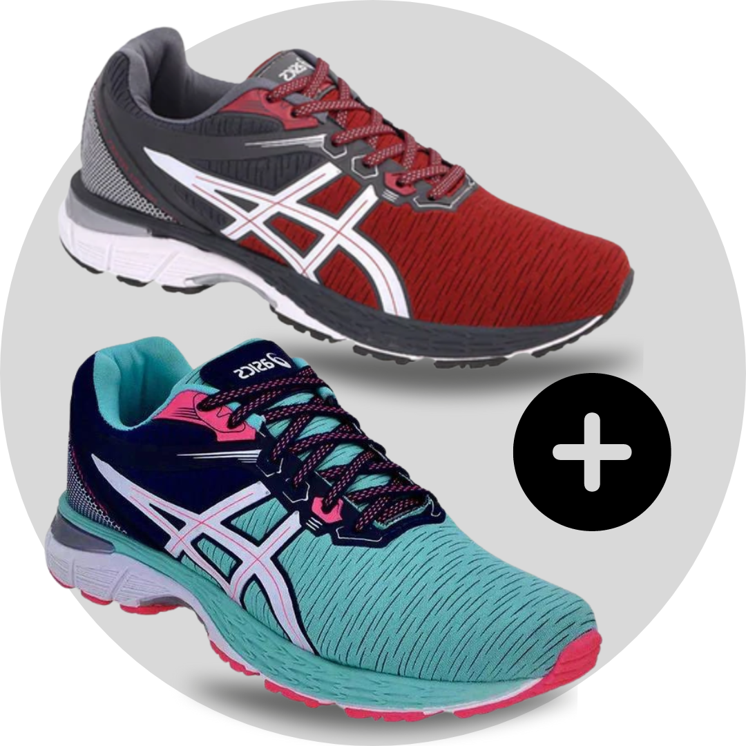 2 PARES Asics Revelation MASC e FEM COMPRE 1 LEVE 2